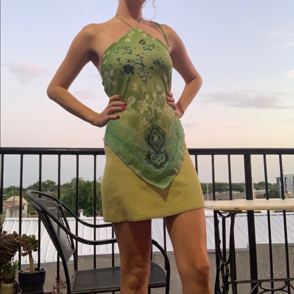 y2k sheer bandana halter top 💚 SOLD